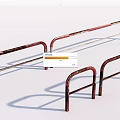 Rustic Red Brown Metal Fence With Curved Rails For Outdoor Use