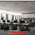 Modern Public Office Area Open Office Area Office Desk and Chair Computer Roller Shutter Carpet 3d model