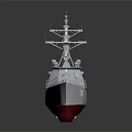 Modern Naval Destroyer Warship With Number 72 White Hull Red Bottom Superstructure And Radar System