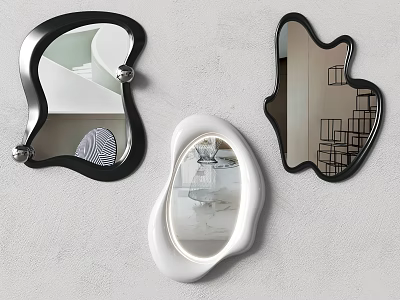 Artistic Irregular Shaped Wall Mounted Bathroom Mirrors For Modern Bathrooms 3d model