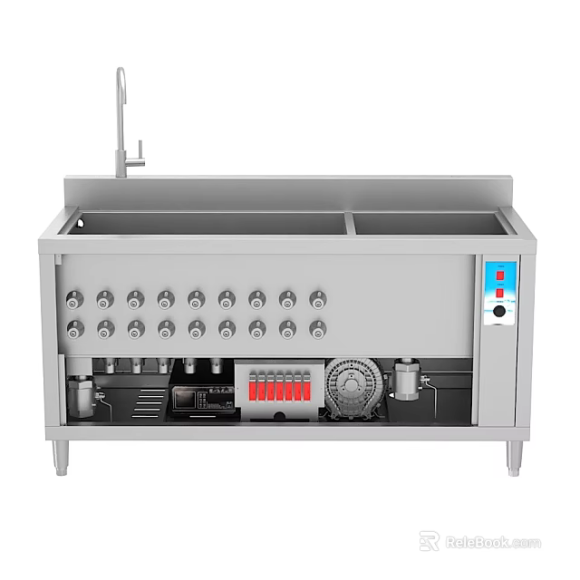 Commercial Stainless Steel Kitchen Frying Equipment With Multiple Control Knobs And Panel 3d model 