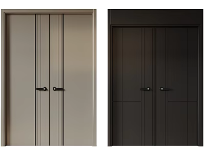 Modern Double Doors Design In Light And Dark Colors For Home Interior 3d model