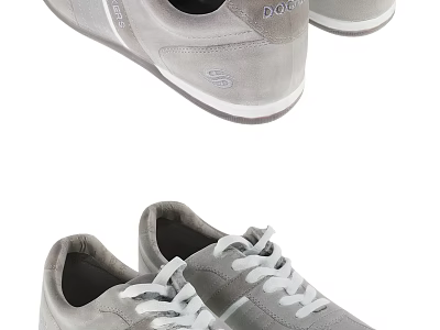 Gray Lace Up Casual Sneakers For Daily Wear With Comfortable Fit And Modern Design 3d model
