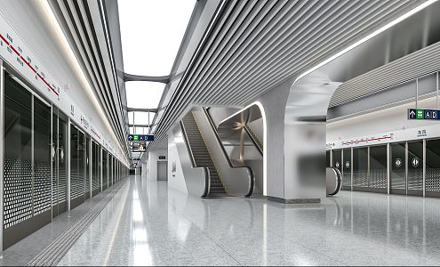 Modern Metro Station 3d model