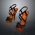 Stylish Fashion High Heels With Cross Straps Orange Soles And Tall Heels