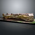 Rustic Wooden Log Decor On Stone Base With Natural Moss And Soil
