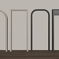 Modern Frame Components with Arched and Rectangular Designs in Light and Black on Wooden Floor 3d model