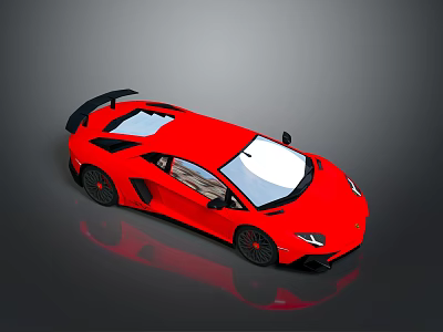Red Luxury Sports Car With Sleek Design Black Wheels And Rear Spoiler 3d model