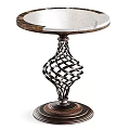 Elegant Vintage Side Table With Marble Top And Metal Spiral Base 3d model