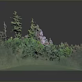 Miniature Natural Landscape Model With Dense Forest Rocky Hill And Various Trees