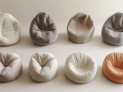 Modern Bean Bag Chairs In Various Neutral And Warm Colors For Living Room 3d model