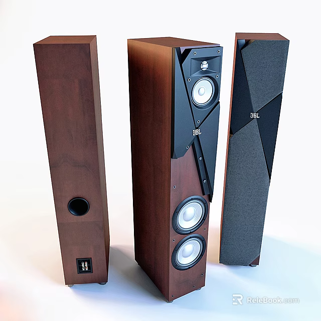 High Quality JBL Headphone Speakers With Wooden Black Exterior And Floor Standing Design 3d model 