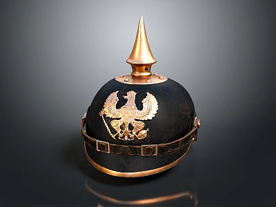 Vintage Black Helmet With Golden Spike And Eagle Emblem Design 3d model