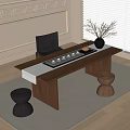 Modern Balcony Tea Table and Chair Tea Table Stool Tea Set Ornaments 3d model