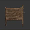 Rustic Wooden Fence Structure With Crossed Planks And Support Posts