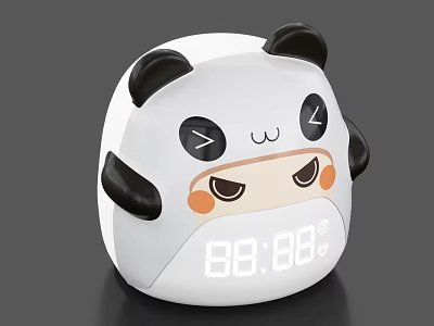 Panda Shaped Alarm Clock Cute Design With White Black Digital Time Temperature 3d model Panda Shaped Alarm Clock Cute Design With White Black Digital Time Temperature 3d model