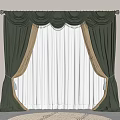 Elegant Green Curtains With Beige Accents And White Sheer Panels Tassel Details On Top