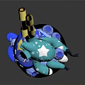 Blue Cartoon Game Movie Character With Goggles Yellow Decorations On Ice Cream Cup Base