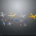 Various Colored Spacecraft Models Collection Showcasing Space Exploration On Dark Background