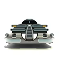 Futuristic Sci Fi Vehicle With Streamlined Design Gray White Exterior And Cockpit