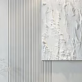 Modern Bedroom Accent Wall Design With Abstract Artwork Textured Surface Pendant Light And Decorative Vase