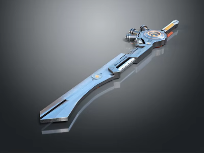 Futuristic Weapon Sword With Metallic Blue Finish Mechanical Handle And Shiny Blade Surface 3d model