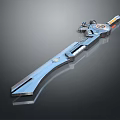 Futuristic Weapon Sword With Metallic Blue Finish Mechanical Handle And Shiny Blade Surface