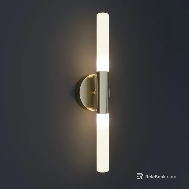 Modern Brass Wall Sconce with Sleek Design Illuminated Top and Bottom Light Strips 3d model 