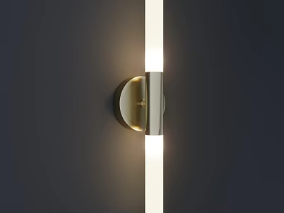 Modern Brass Wall Sconce with Sleek Design Illuminated Top and Bottom Light Strips 3d model