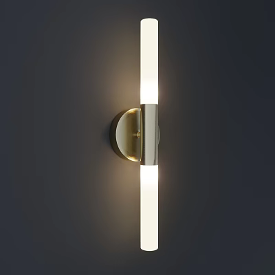 Modern Brass Wall Sconce with Sleek Design Illuminated Top and Bottom Light Strips 3d model