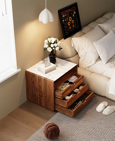 Nordic bedside table cream bedside table 3d model