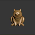 Golden Cat Decorative Statue With Metallic Shiny Surface On Dark Background 3d model