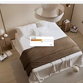 Cozy Double Bed in Modern Bedroom with White Sheets Brown Blanket and Nightstand Table Lamp