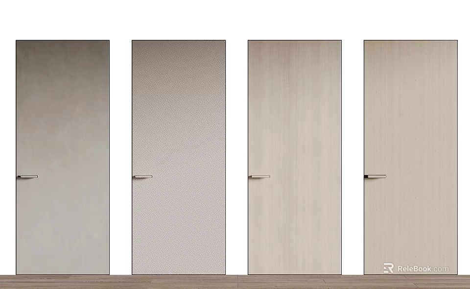 Modern Interior Hinged Doors With Various Surface Textures And Designs 3d model