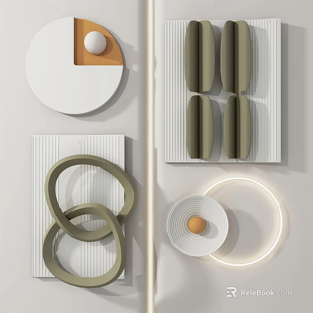 Modern Minimalist Wall Decor With Circular Ring Shaped And Geometric Elements 3d model 