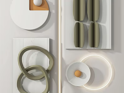 Modern Minimalist Wall Decor With Circular Ring Shaped And Geometric Elements 3d model