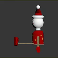 Snowman Toy Wearing Santa Hat Red Star Patterned Outfit With Stick Arms And Red Feet