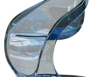 Transparent Blue Modern Acrylic Single Chair With Sleek Curved Design 3d model