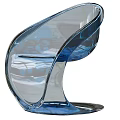 Transparent Blue Modern Acrylic Single Chair With Sleek Curved Design