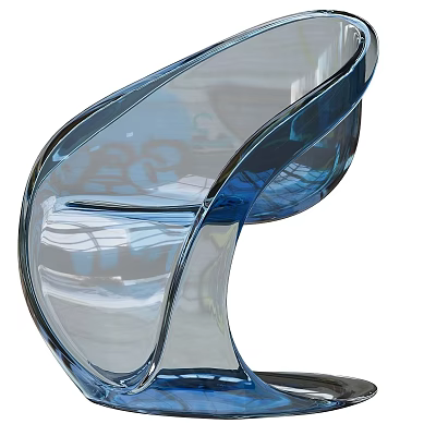 Transparent Blue Modern Acrylic Single Chair With Sleek Curved Design 3d model