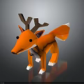 Cute Origami Fox Character With Orange Fur Brown Antlers And White Paws