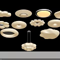 Modern White Ceiling Lights with Cloud Flower Circular Shapes for Interior Decoration 3d model