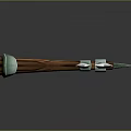 Fantasy Axe With Green Crystal Blade And Wooden Handle Design