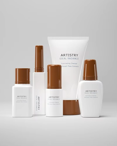 ARTISTRY Ideal Radiance Skincare Cosmetics With White Brown Bottles And Nourishing Formulas 3d model