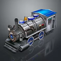 Vintage Steam Train Model with Silver Body Blue Roof and Blue Wheels