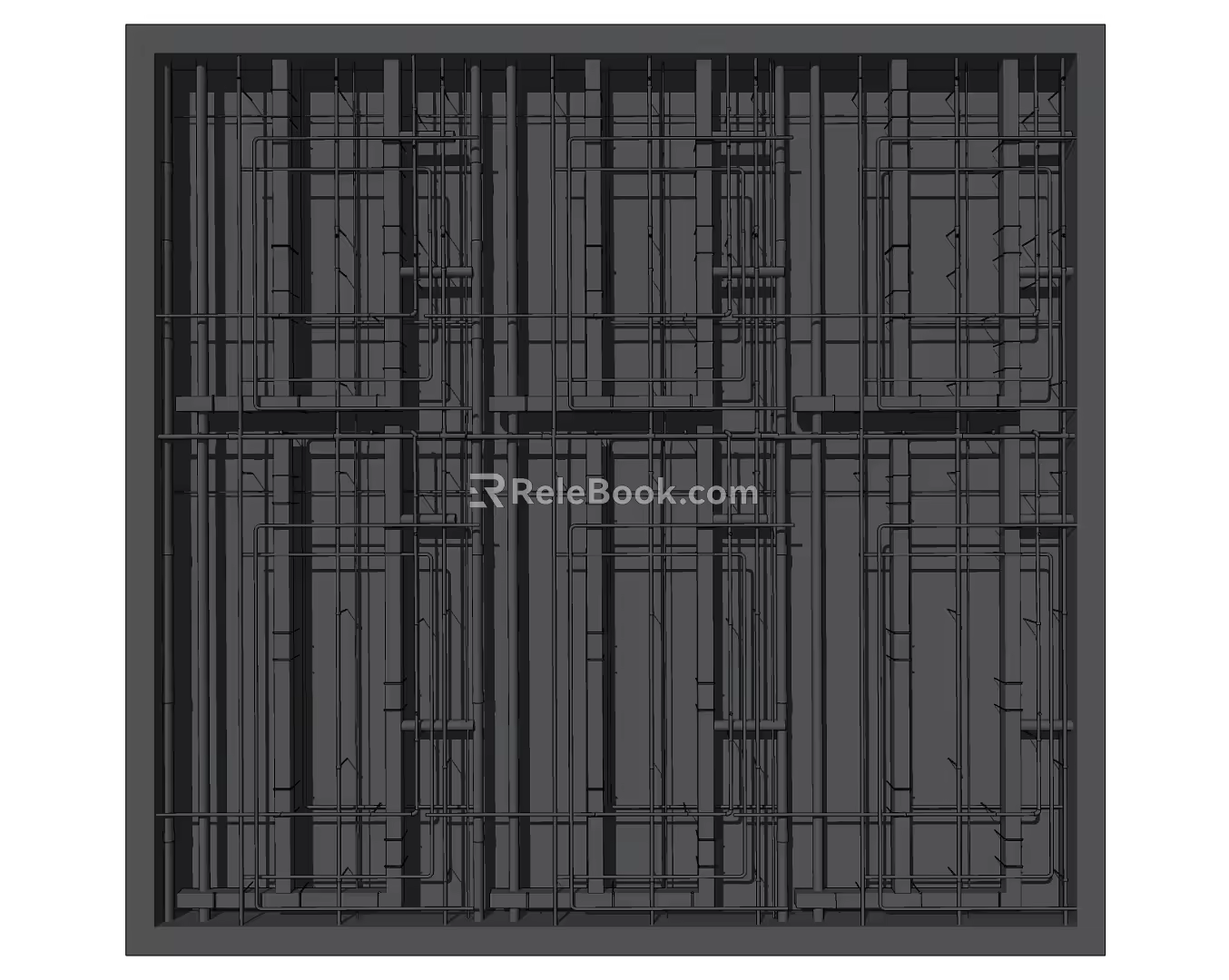 Industrial LOFT pipeline trunking track ceiling row pipeline 3d model