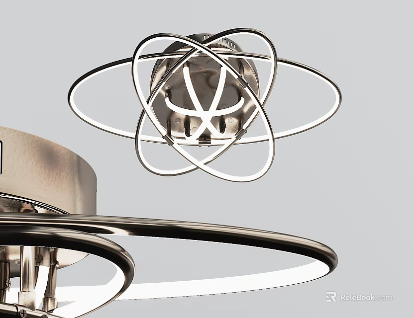 Modern Geometric Ceiling Light With Circular Metal Frame And LED Illumination 3d model