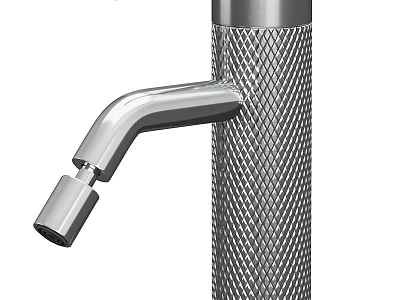 Modern Stainless Steel Faucet With Textured Surface And Curved Spout Design 3d model