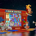 Vibrant Interactive Zone With Touch Screen Games Cartoon Characters Red Machine And Circular Platforms 3d model