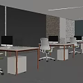 Modern Public Office Space With Desks Computers Ergonomic Chairs Large Windows And Natural Light